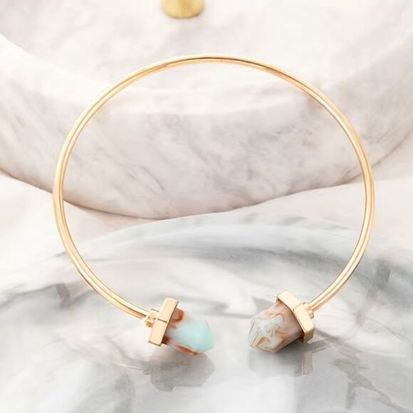 Hexagonal Open Bangle Bracelet - Picture 4 of 5